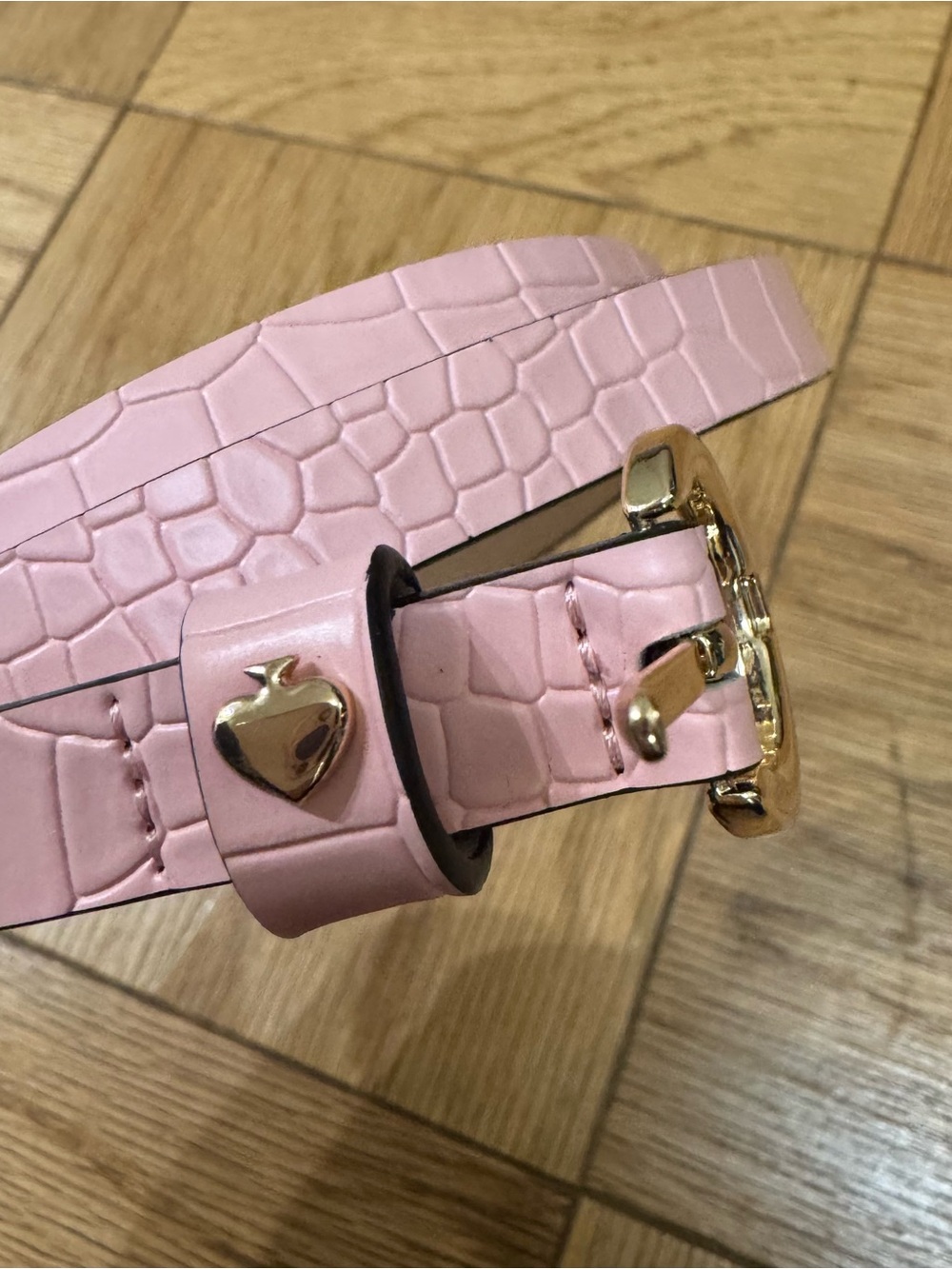 Kate Spade Pink Croc-Embossed Leather Belt